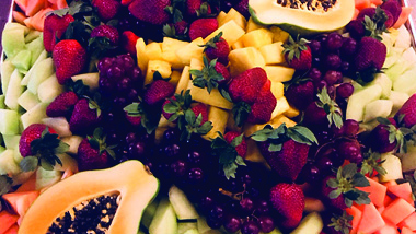 Fruit tray full of miscellaneous fruits